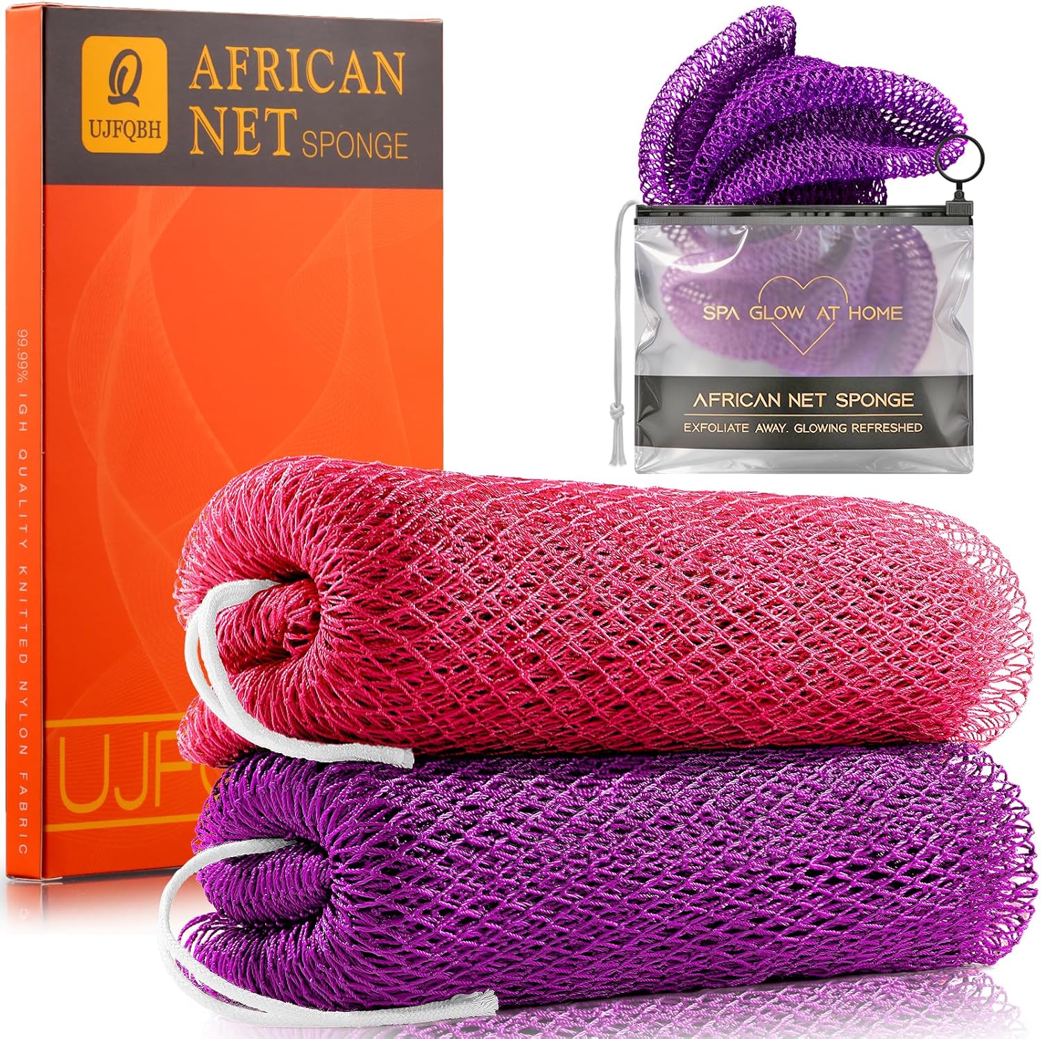 African Bath Sponge African Net Long Net Bath Sponge Exfoliating Shower Body Scrubber Back Scrubber Skin Smoother,Great for Daily Use Quick Pick Grocers